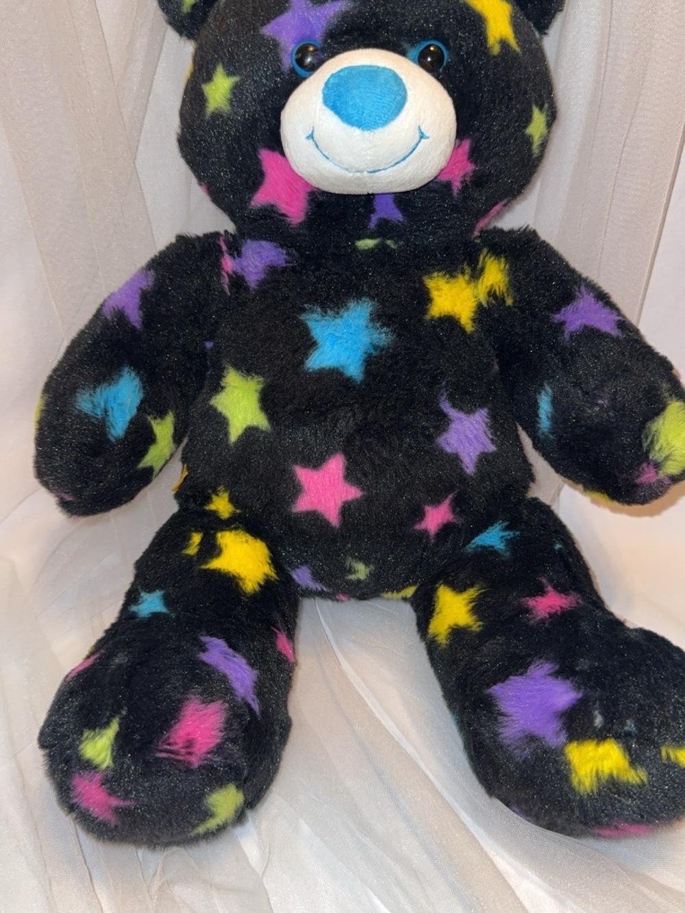 Build-A-Bear Black Teddy with Multicolor Star Pattern